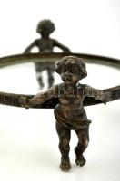 cca 19. század, Puttós ón Aufsatz, üveggel, d: 19,5 cm, m: 11 cm