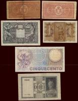 Olaszország 1914-44. 5db bankjegy, egy duplával T:I-,II,III