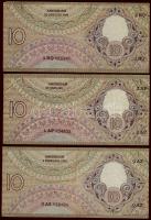 Hollandia 1920+1938. 1G "Zilverbon" + 1940. 10G + 1943-44. 10G (3x) T:III