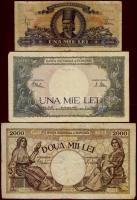 Románia 1941. 2000L T:III + 1943. 1000L T:II- + 1948. 1000L T:III-