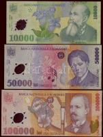 Románia 1999. 2000L + 10.000L (4x) + 2001. 50.000L + 100.000L (4x) T:II