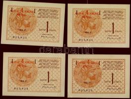 Jugoszlávia 1919. 1D 4K-ás fny-sal (5x) benne egymásutáni sorszámokkal T:I,I-