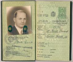 1937 Bp., A Magyar Királyság által kiállított fényképes útlevél / passport