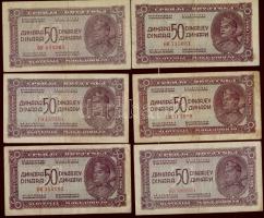 Jugoszlávia 1944. 50D (6x) T:II,III