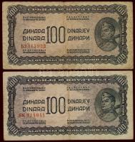 Jugoszlávia 1944. 100D (2x) T:II/III