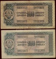 Jugoszlávia 1944. 100D (2x) T:II/III