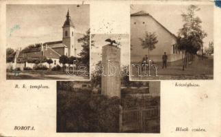Borota, Hősök szobra, Községháza, Római katolikus templom (Rb)