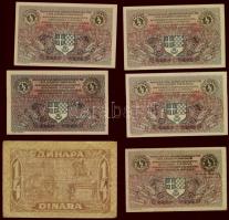 Jugoszlávia 1919. 1/2D (5x) T:I,II+,II + 1921. 1/4D T:III