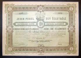 Cseszlovákia 1930. "Kosicei Zsidó Hitelszövetkezet" üzletrésze 100K-ról