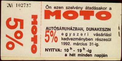 1992. "Amerikai kupon füzet" /American Business School 30.000Ft értékben 10Ft-6000Ft klf k...