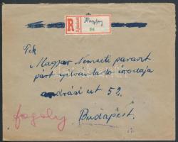 (3. díjszabás) Ajánlott távolsági levél Kisegítő 2x3P/50f + 3x8P/20f bérmentesítéssel, a ragjegyen a...