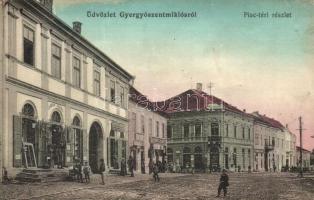 Gyergyószentmiklós, Gheorgheni; Piac tér, Lázár Fivérek, Schwarz és Schmidt János üzlete / market square, shops