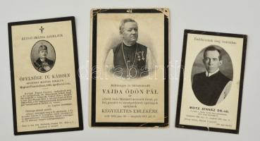 1911-1926 3 db halotti imakártya(Motz Atanáz, Vajda Ödön Pál, IV. Károly)