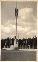 Sepsiszentgyörgy, Sfantu Gheorghe; Országzászló hősi emlékművel / Hungarian flag with monument (fl)