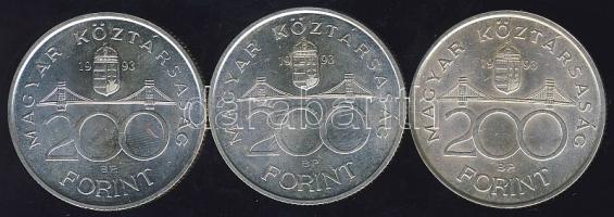 1993. 200Ft Ag "MNB" (3x) T:BU