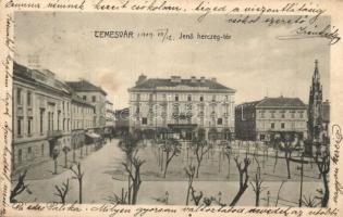 Temesvár, Timisoara; Jenő herceg tér, üzletek / square, shops (EK)