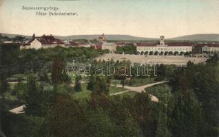 Sepsiszentgyörgy, Sfantu Gheorghe; Fő tér, park részlet, Benkő M. kiadása / main square, park (EK)