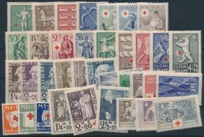 1930-1954 Red Cross 27 stamps, 1930-1954 Vöröskereszt motívum 27 db bélyeg, közte teljes sorok stecklapon