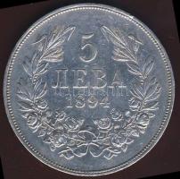Bulgária 1894.KB (magyar verdejel) 5L Ag T:3/3+