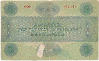 1919. 5K "Osztrák-Magyar Bank..." előlapján gúnyrajz T:III-