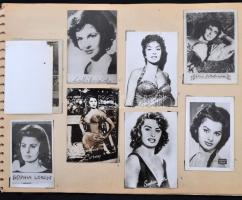 cca 1950-1960 Színészek fotóit, újságkívágásokat, nyomtatványokat tartalmazó spirálos mappa, egy-két...