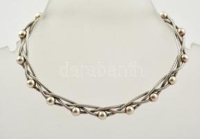 Ezüst(Ag) golyókkal díszített karkötő, jelzett, h: 18,5 cm, nettó: 3 g