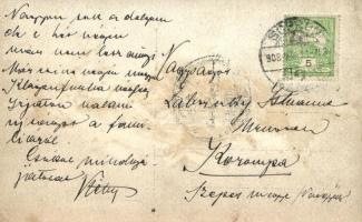 1908 Sopron, a 6-os huszár önkéntesek étkezője, sakkozó huszárok Die Muskete újsággal / Hungarian hu...