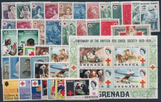 1965-1972 Vöröskereszt motívum 39 db klf bélyeg, közte teljes sorok + FDC, 1965-1972 Red Cross 39 stamps + FDC