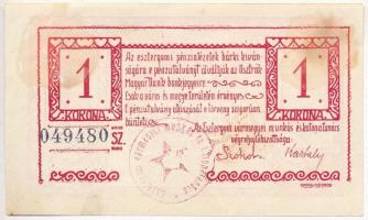 Esztergom 1919. 1K "Esztergomi Pénzintézetek Utalványa" felülbélyegzett T:II- fo.
Adamo E...