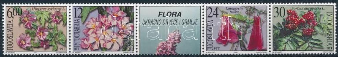 Flora: Ornamental trees and shrubs set stripe of 5, Növényvilág: Díszfák és cserjék sor ötöscsíkban
