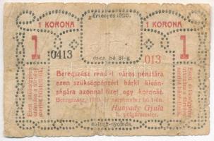 Beregszász 1919. szeptember 1. 1K szükségpénz T:III-,IV Adamo BER-1.1