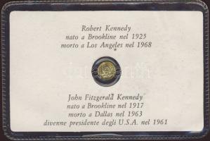 "Robert & John Kennedy" modern mini Au pénz 0,333 minőségű T:BU Eredeti vákum díszcsom...