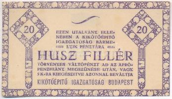 Budapest ~1920. 20f "Kikötőépítő Igazgatóság" sorszám nélkül T:I- kis fo., ragasztónyom
A...