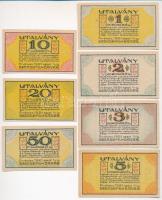 Székesfehérvár 1921. 10f + 20f + 50f + 1K + 2K + 3K + 5K "Légszeszgyár és Vegyiművek Részvénytá...