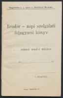 1910 Nagykőrös, Rendőr napi szolgálati feljegyzési könyv, kitöltetlen, 17,5x11 cm