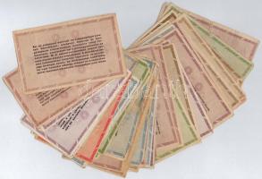 47db-os adópengő bankjegy tétel, közte fordított címeres, "amelyeknek", vágáshiba, nem köz...