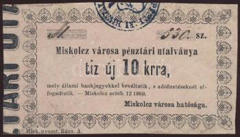 Miskolc 1860. 10kr sötét rózsaszín papíron T:I