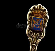 Ezüst(Ag) "Kristianstad" kiskanál zománc címerrel, jelzett, h: 11 cm, bruttó: 12,6 g