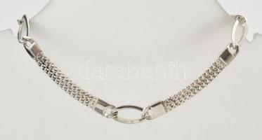 Ezüst(Ag) dupla soros pántos karkötő, jelzett, h: 18,5 cm, nettó: 5,6 g