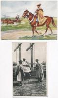 Hortobágy - 4 db régi képeslap / 4 pre-1945 postcards