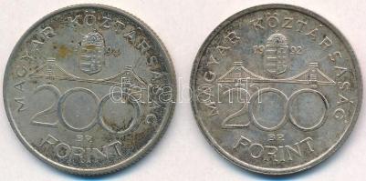 1992. 200Ft Ag "MNB" + 1994. 200Ft Ag "Deák" T:2,2- patina