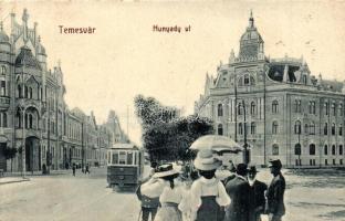 Temesvár, Timisoara; Hunyady út, villamos, W. L. Bp. 2007. Gerő Manó kiadása / street view with tram  (EK)