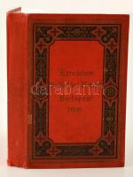 1896 Ezredéves Kiállítási Emlék, leporelló, 14 db keményhátú fotó, feliratozva, Fényképészeti Szövetkezés Kiadása, kiadói díszesen illusztrált egészvászon kötésben, kopottas, foltos borítóval, kissé sérült gerinccel, javított kötéssel, de fotók jó állapotban, 10x16 cm.