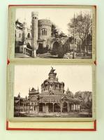 1896 Ezredéves Kiállítási Emlék, leporelló, 14 db keményhátú fotó, feliratozva, Fényképészeti Szövet...