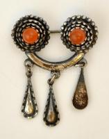 Ezüst bross borostyán kövekkel / Silver broche with amber stones 3 cm