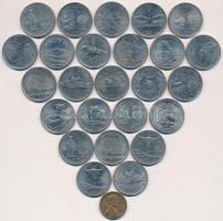 Amerikai Egyesült Államok 1999-2014. 25c Cu-Ni 50 állam negyeddollárosok (25x) + 1960D 1c Cu-Zn Lincoln T:1-,2 USA 1999-2014. 25 Cents Cu-Ni 50 State Quarters (25x) + 1960D 1 Cent Cu-Zn Lincoln C:AU,XF