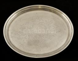 Ezüst tál, nagyméretű ovális, virág díszítéssel / Silver tray 27x22 cm 392 g