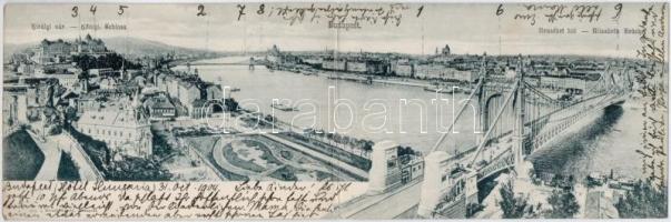 Budapest, Erzsébet híd, Királyi vár, panorámalap. Divald Károly 576. (EK)