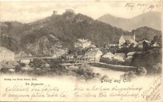 Celje, Cilli; Die Burgruine / caslte ruins (cut)