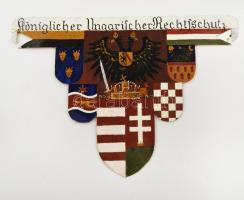 cca 1900 Königlicher Ungarischer Rechtsschutz feliratú kézzel festett magyar középcímer, vegyes technika, karton, jelzés nélkül, kis sérüléssel, 23×33 cm